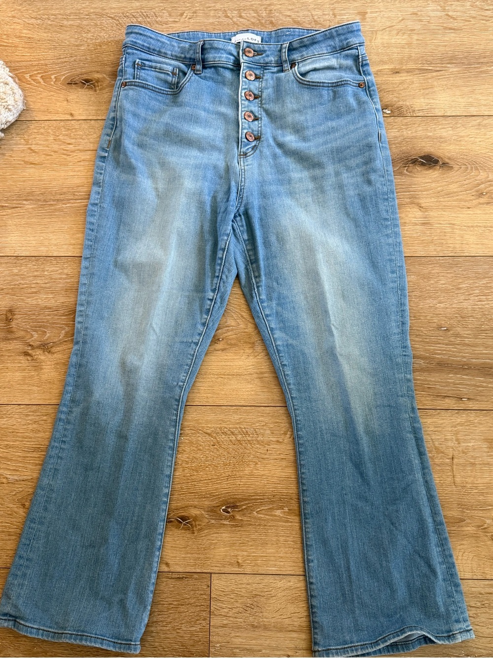 LOFT Kick Crop Women's Light Blue Button-Fly Jeans